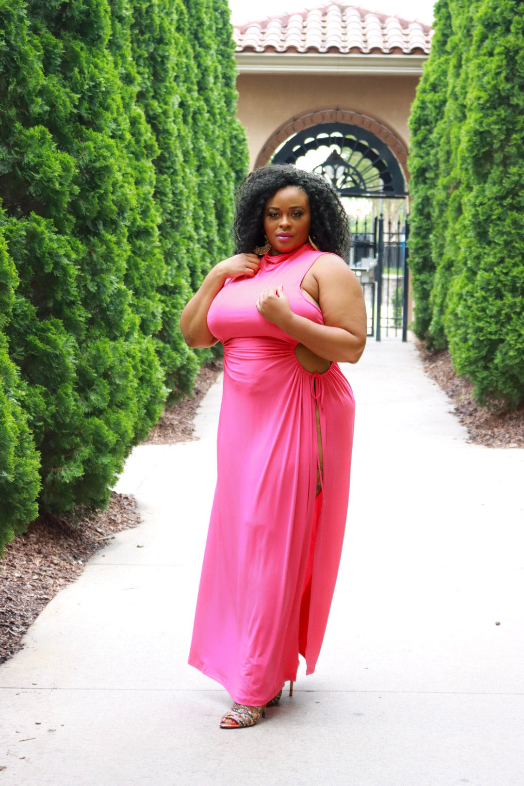 high slit dress plus size Split ( Plus) 2XL Buying Options:Purchase Neck Slit Gown by Green Floral Slip Dress Kendra