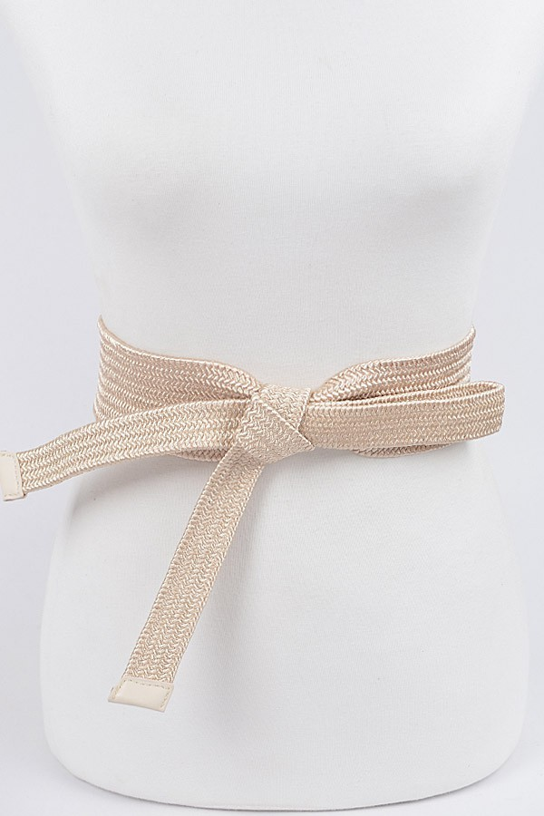 Weaved Ribbon Tied Belt-Ivory-Regular Size – The Love Street