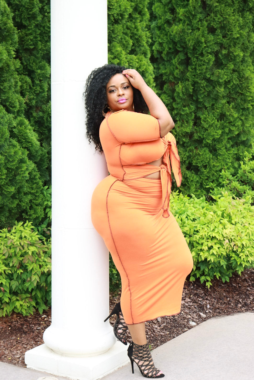 2 Tie Dress Orange  The Love Street Boutique